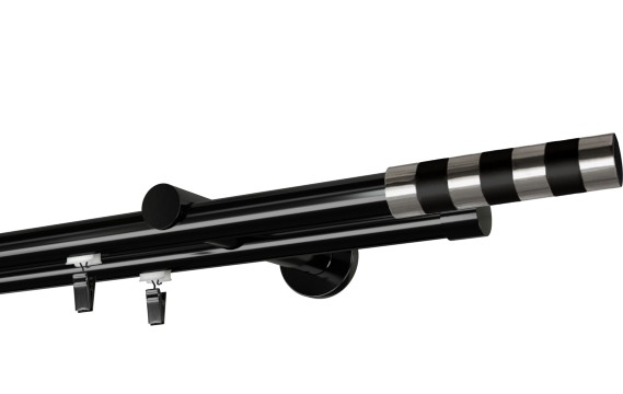 Karnisz podwójny Ø 19 mm czarny - 600 cm