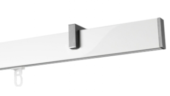 Karnisz apartamentowy Zaślepka aluminium szczotkowane  w kolorze Profil - biały, wspornik - aluminium