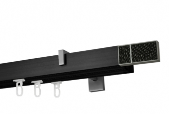Karnisze szynowe Boss (Ścienne 3 szyny) w kolorze Czarny profil z aluminiowym wspornikiem