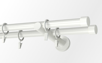 Karnisz metalowy podwójny 19mm Rullo biały 3,6m