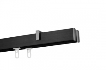 Karnisz szynowy Zaślepka (Sufitowy 2 szyny) w kolorze Czarny profil z aluminiowym wspornikiem