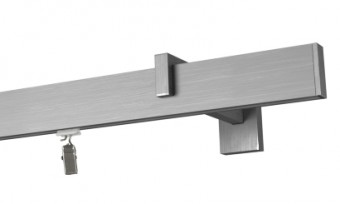 Karnisz apartamentowy Zaślepka aluminium szczotkowane (Ścienny 1 szyna) w kolorze aluminium szczotkowane 140cm