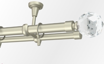 Karnisze sufitowe podwójne 4,2m Ø25/19mm z końcówką Cristal kula